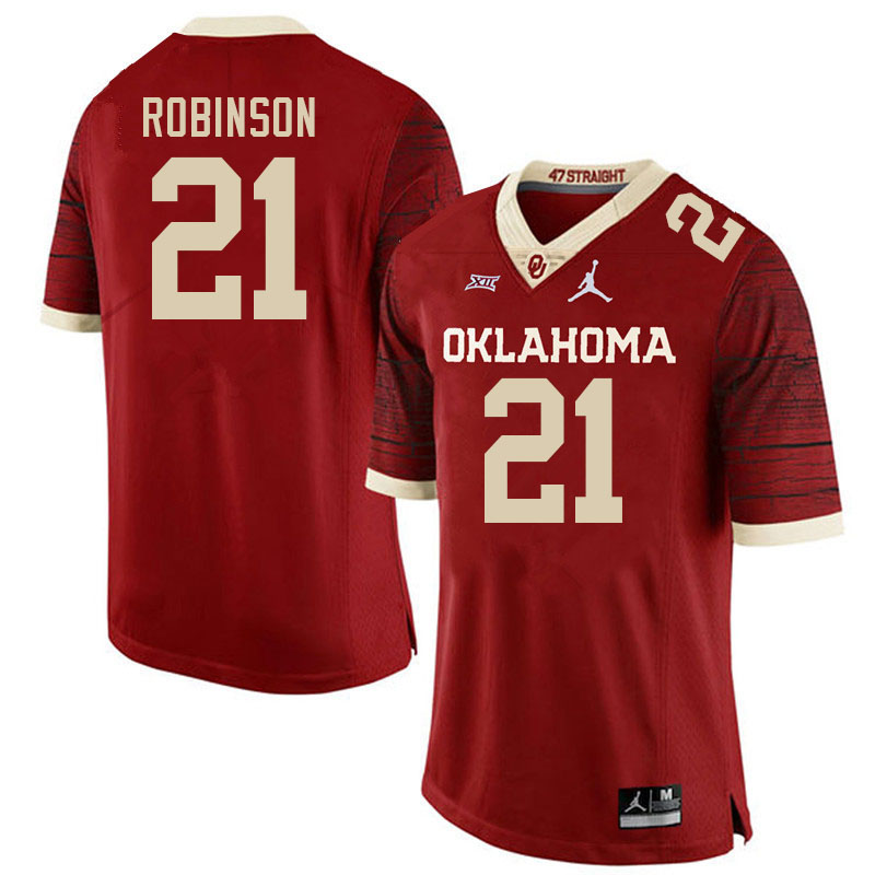 Men #21 Xavier Robinson Oklahoma Sooners College Football Jerseys Stitched-Retro